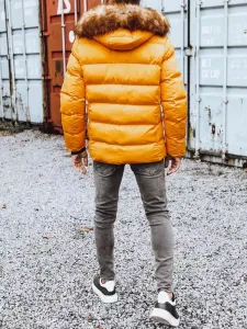 Žltá pánska dlhá prešívaná zimná bunda Dstreet