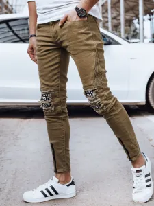 Olivové pánske slim fit rifle