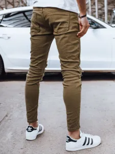 Olivové pánske slim fit rifle