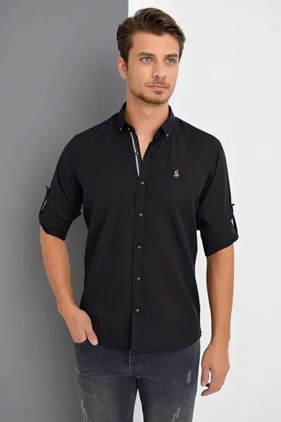 G674 DEWBERRY MEN'S SHIRT-BLACK
