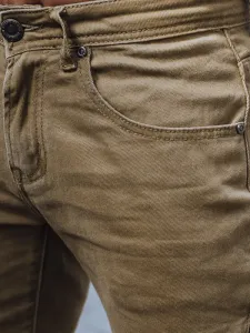 Olivové pánske slim fit rifle