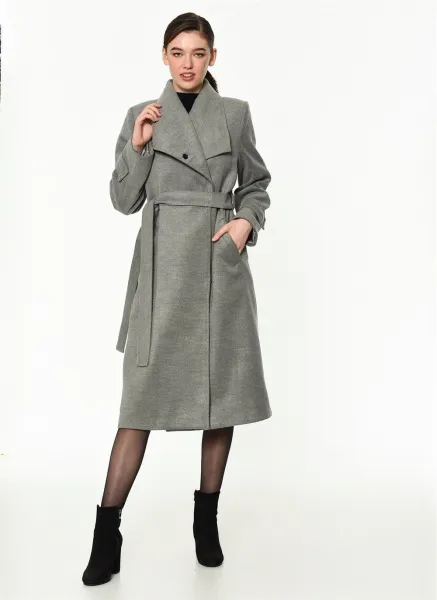 Z6645 DEWBERRY WOMEN'S COAT-LIGHT GREY