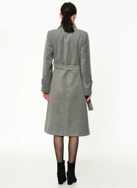Z6645 DEWBERRY WOMEN'S COAT-LIGHT GREY