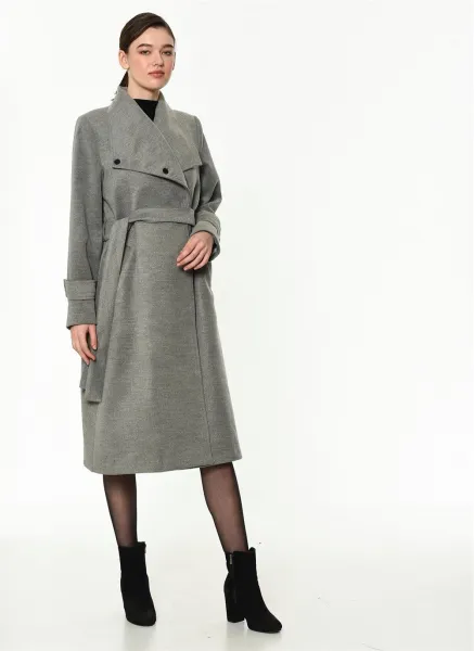 Z6645 DEWBERRY WOMEN'S COAT-LIGHT GREY
