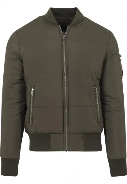 Basic Quilt Bomber Jacket Olive
