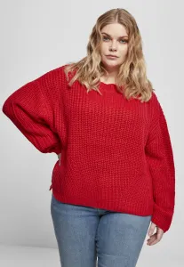 Women's wide oversize sweater in fiery red color