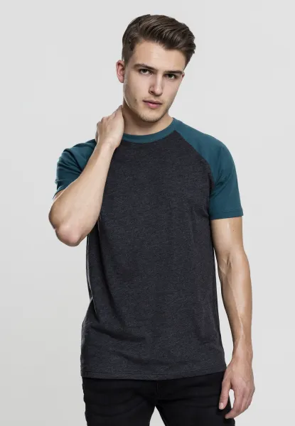 Raglan Contrast Tee charcoal/green-green