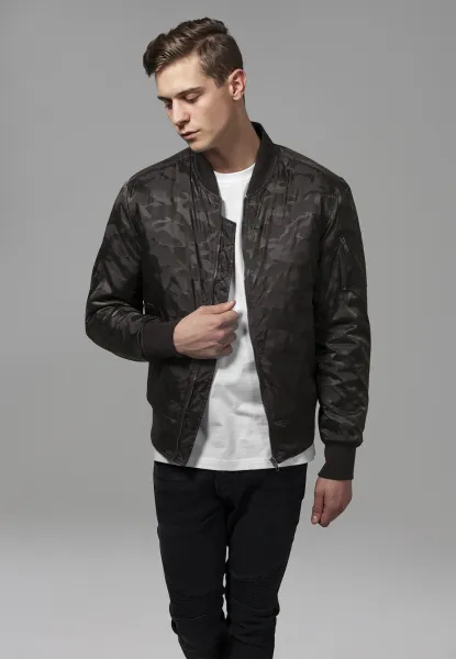 Tónová maskáčová bomber bunda tmavo olivová