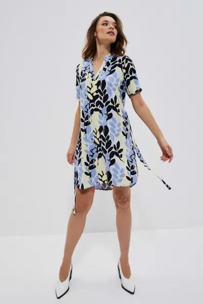 Marisse Viscose Dress With Tie L-Su-3720 L.Blue