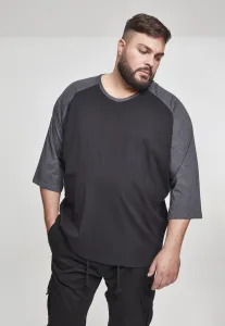 Contrasting 3/4 sleeve raglan t-shirt blk/cha
