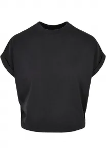 Women's T-shirt with a short pigment cut on the sleeve black