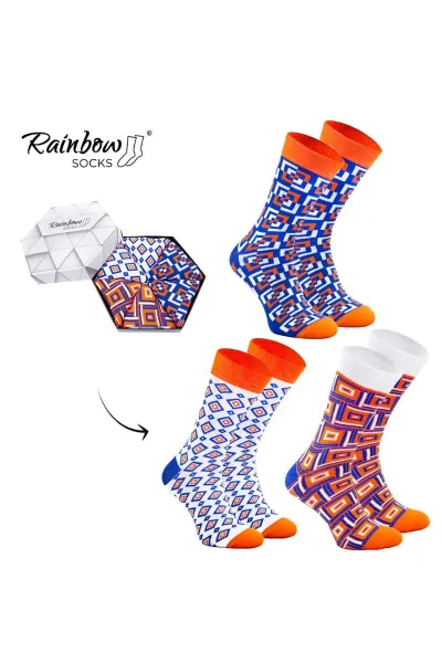 ZOOKSY/RAINBOW SOCKS Ponožky dúhových ponožiek s geometrickými vzormi 3 páry
