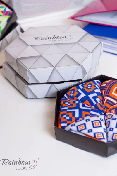 ZOOKSY/RAINBOW SOCKS Ponožky dúhových ponožiek s geometrickými vzormi 3 páry