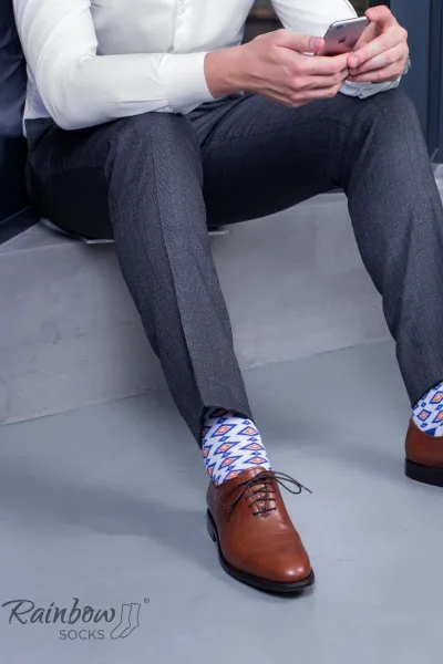 ZOOKSY/RAINBOW SOCKS Ponožky dúhových ponožiek s geometrickými vzormi 3 páry