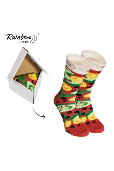 ZOOKSY/RAINBOW SOCKS Dúhové ponožky 1 ponožky 1 pizza vegetariánsky pár