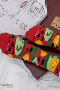 ZOOKSY/RAINBOW SOCKS Dúhové ponožky 1 ponožky 1 pizza vegetariánsky pár