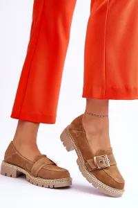 Boto Módne semišové mokasíny tmavé -BEIGE ELOISA