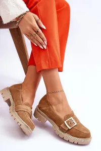 Boto Módne semišové mokasíny tmavé -BEIGE ELOISA