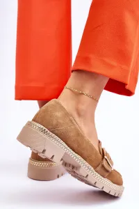 Boto Módne semišové mokasíny tmavé -BEIGE ELOISA