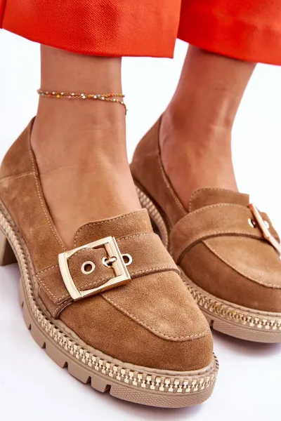 Boto Módne semišové mokasíny tmavé -BEIGE ELOISA