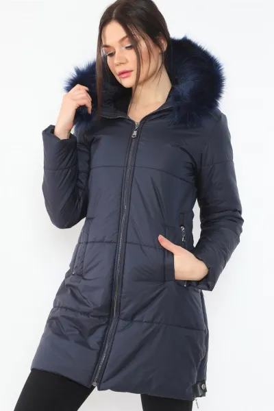 Z6668 DEWBERRY WOMEN'S COAT-NAVY BLUE