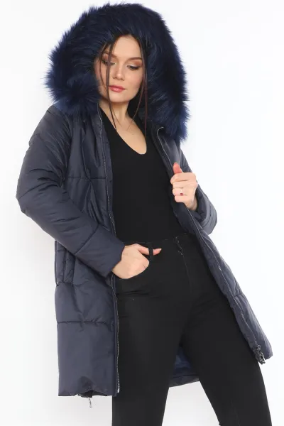 Z6668 DEWBERRY WOMEN'S COAT-NAVY BLUE
