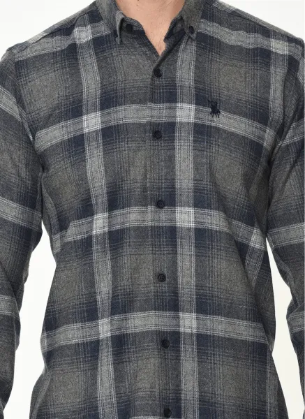 G708 DEWBERRY MEN'S SHIRT-GREY - NAVY BLUE