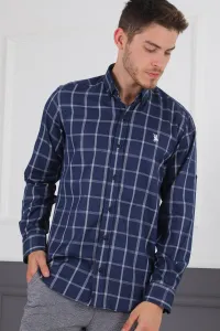 G719 DEWBERRY MEN'S SHIRT-NAVY BLUE - WHITE