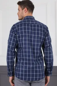 G719 DEWBERRY MEN'S SHIRT-NAVY BLUE - WHITE