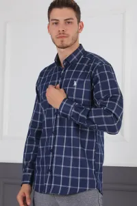 G719 DEWBERRY MEN'S SHIRT-NAVY BLUE - WHITE