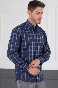 G719 DEWBERRY MEN'S SHIRT-NAVY BLUE - WHITE