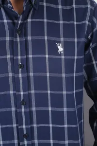 G719 DEWBERRY MEN'S SHIRT-NAVY BLUE - WHITE
