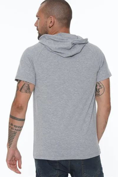 T8570 DEWBERRY HOODED MEN'S T-SHIRT-GREY