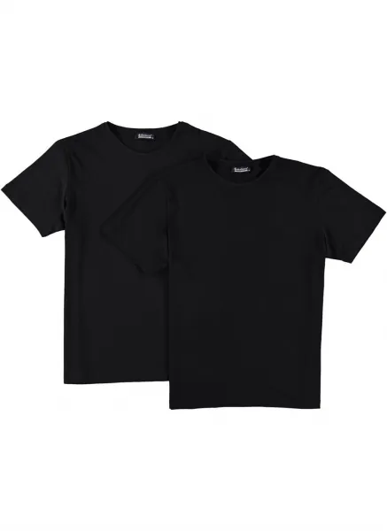 DOUBLE SET T8569 DEWBERRY BIKE COLLAR MEN'S T-SHIRT-BLACK-BLACK
