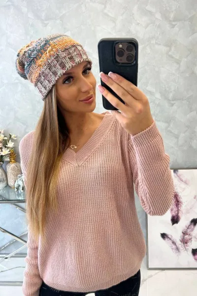 Kesi Čapica s fleece Monika K256 horčica+hnedá