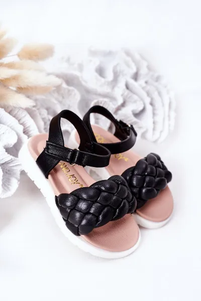 Boto Detské sandále s Braid Black Adella
