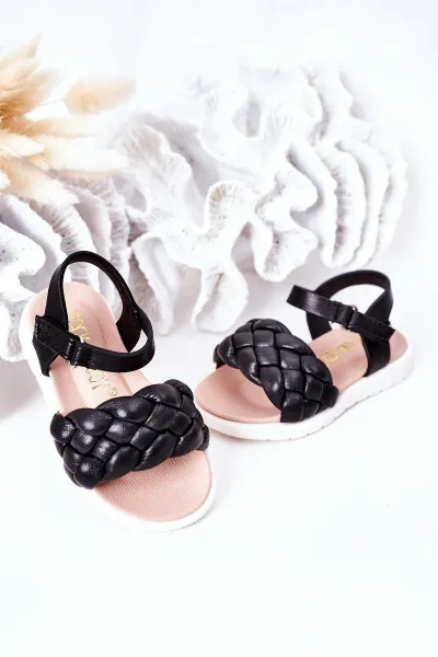 Boto Detské sandále s Braid Black Adella