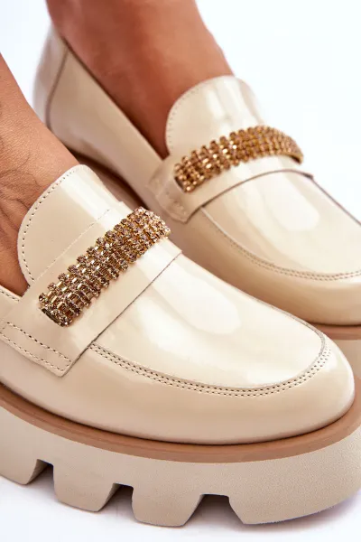 Laura Messi Módne mokasíny na platforme s dekoráciou Laury Messi 2600 Beige