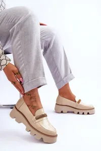 Laura Messi Módne mokasíny na platforme s dekoráciou Laury Messi 2600 Beige