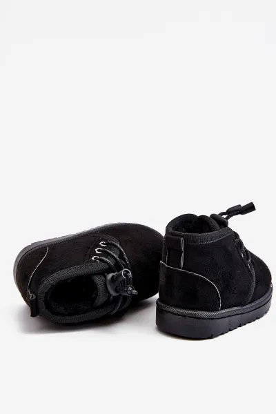 FR1 Detské čipky -Boots Izolované s kožušinovým čiernym poľovníkom