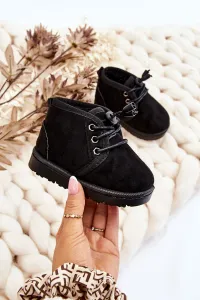 FR1 Detské čipky -Boots Izolované s kožušinovým čiernym poľovníkom