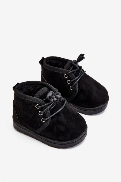 FR1 Detské čipky -Boots Izolované s kožušinovým čiernym poľovníkom