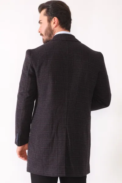 PLT8364 DEWBERRY MEN'S COAT-PLAID-BURGUNDY