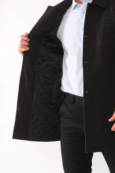 PLT8364 DEWBERRY MEN'S COAT-PLAID-BURGUNDY