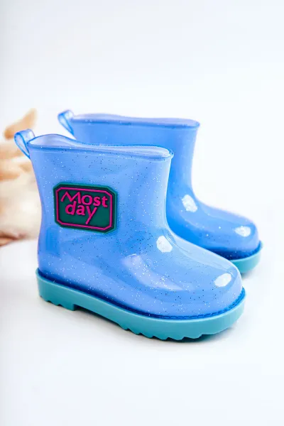 Boto Detský brokátový modrý dážď galoshes