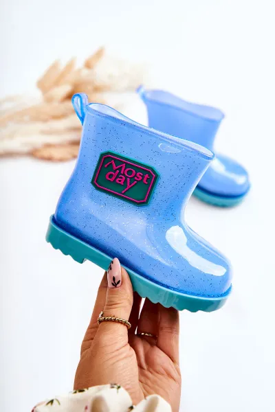 Boto Detský brokátový modrý dážď galoshes