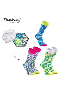 ZOOKSY/RAINBOW SOCKS Ponožky dúhových ponožiek s geometrickými vzormi 3 páry
