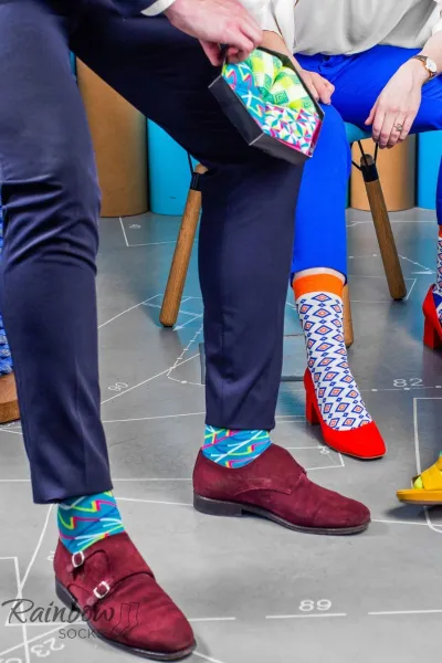 ZOOKSY/RAINBOW SOCKS Ponožky dúhových ponožiek s geometrickými vzormi 3 páry