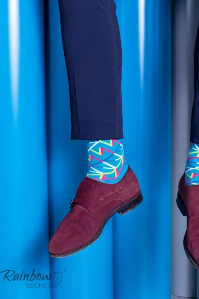 ZOOKSY/RAINBOW SOCKS Ponožky dúhových ponožiek s geometrickými vzormi 3 páry