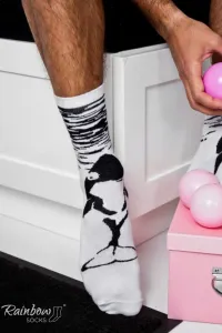 ZOOKSY/RAINBOW SOCKS Dúhové ponožky ponožky so zvieracími motívmi orámom čiernych a bielych 2 párov
